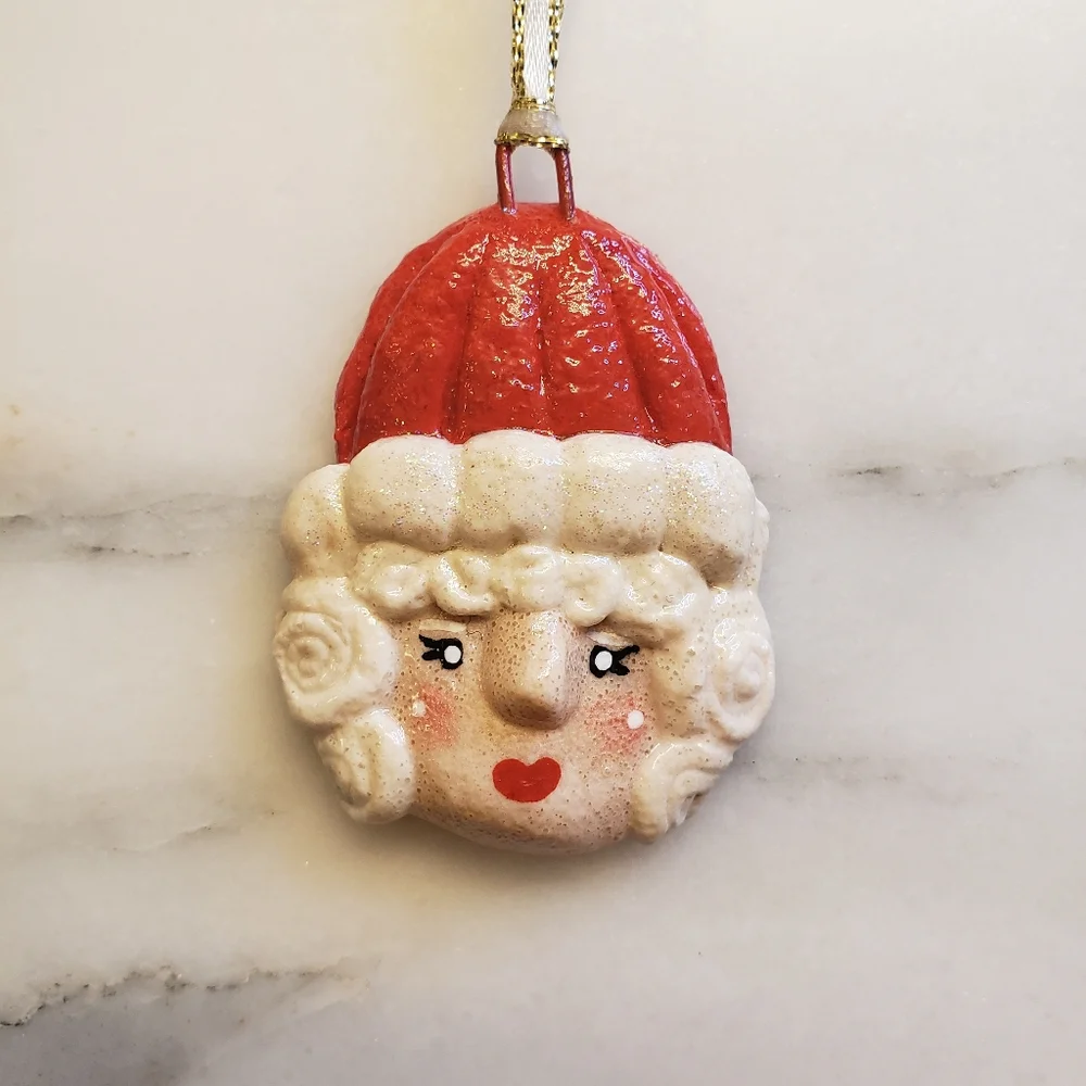 New Handmade Salt Dough Mrs. Claus Ornament